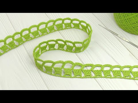 Видео: Очень простое ЛЕНТОЧНОЕ КРУЖЕВО вязание крючком ТЕСЬМА мастер-класс для начинающих crochet ribbon