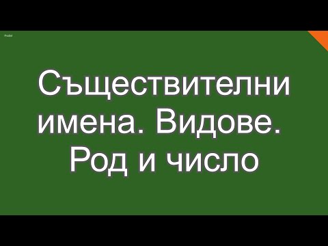 Видео: Съществително име.  Видове.  Род и число