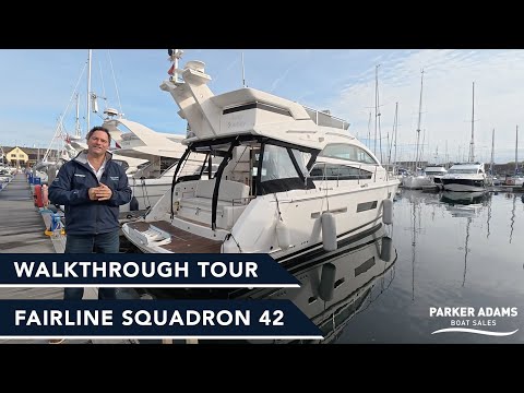 Видео: Обзорная экскурсия на яхте Fairline Squadron 42 — безупречное состояние флайбриджного моторного к...