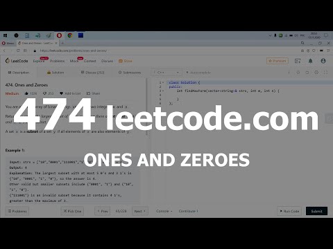 Видео: Разбор задачи 474 leetcode.com Ones and Zeroes. Решение на C++