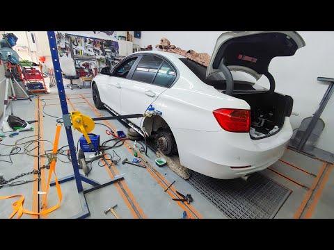 Видео: Слабосиловая стойка для вытяжки кузова на базе лебедки барабанного типа.