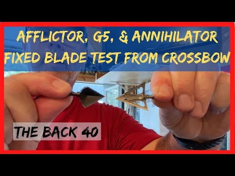 Видео: Тест точности наконечников с фиксированным клинком Afflictor, G5 и Annihilator из арбалета
