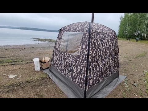 Видео: Бюджетная БАНЯ-палатка. Испытание на озере. Получил ожог 😮‍💨.  Палатка MORZH, печь INTENT