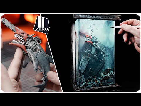 Видео: Диорама Человека-бензопилы Акула / Эпоксидная смола