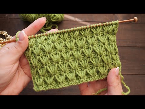 Видео: Узор «Фисташки» на резинке спицами 🥜 «Pistachios» knitting pattern