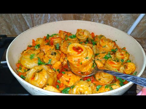 Видео: За 20 минут! Ну очень вкусный ужин на сковороде👍 Ароматные Розочки с Курицей!