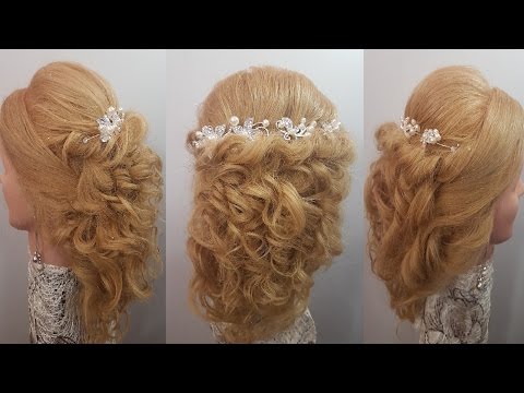 Видео: Прически локоны прическа на средние волосы  на полураспущенные жгуты кудряшки завитки романтические
