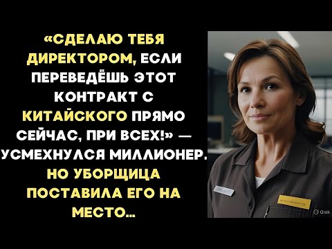 Видео: 💼Сделаю тебя директором, если переведёшь это! сказал миллионер Но ответ уборщицы потряс весь офис! 😱