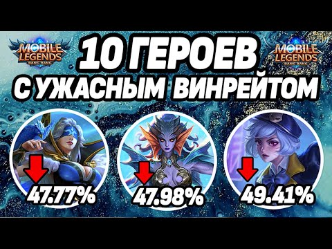 Видео: ТОП 10 ГЕРОЕВ С УЖАСНЫМ ВИНРЕЙТОМ MOBILE LEGENDS: BANG BANG / МОБАЙЛ ЛЕГЕНДС