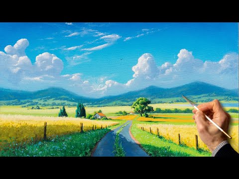 Видео: 👍 Летний пейзаж - Спокойствие. Живопись акрилом. Рисование. Искусство. Картина. Хобби