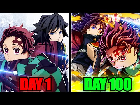 Видео: Дуэт проводит 100 дней в роли Танджиро и Гию в Demonfall... (Roblox)