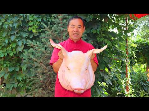 Видео: Острый свиной голова медленно тушится полдня с ОГРОМНЫМ имбирем! | Дядя Деревенский Гурман