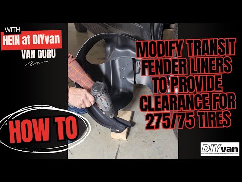 Видео: Хайн из DIYvan показывает, как модифицировать подкрылки Transit, чтобы обеспечить зазор для шин р...