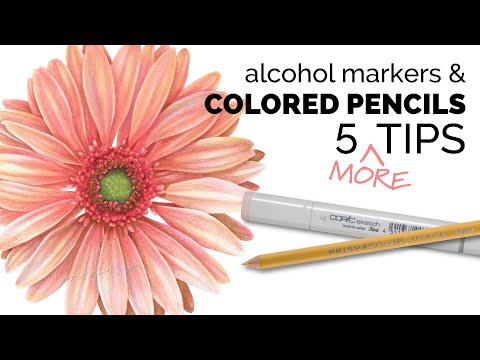 Видео: Использование цветных карандашей с художественными маркерами | Советы по смешанной технике