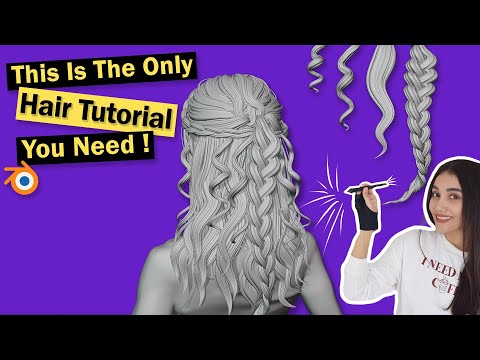Видео: Самый простой способ создать любую стилизованную прическу в Blender: прямые волосы + коса + вьющи...