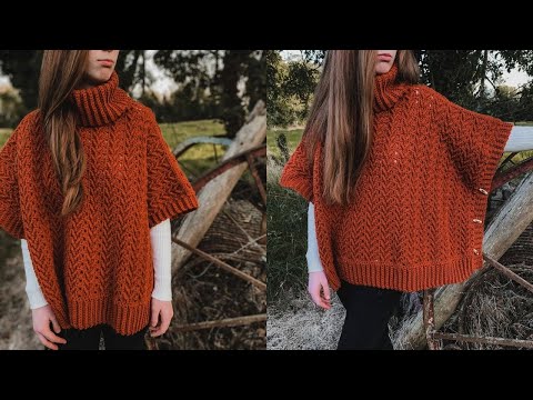 Видео: Вязаное крючком пончо с высоким воротом