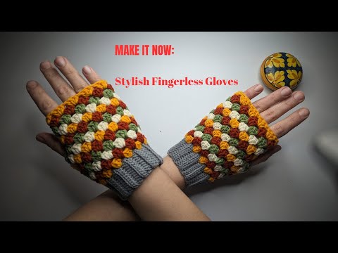 Видео: «Простые и стильные перчатки без пальцев, связанные крючком | Для начинающих!»