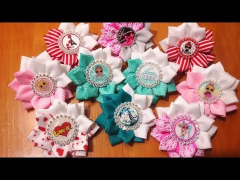 Видео: МК♥Сшивные (без склеивания лепестков) бантики- цветочки из репсовой ленты с кабошонами