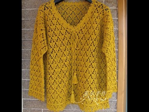 Видео: Пуловер ажурный крючком. Часть 1.
