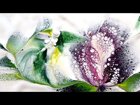 Видео: (693) ПРОСТАЯ акриловая заливка, цветочная живопись ~ Техника погружения цветов ~ Пошаговое руков...