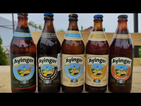 Видео: Обзор на вкусное, немецкое пиво Ayinger \ Ayinger Lager Hell, Altbairisch Dunkel, Urweisse,Kirtabier