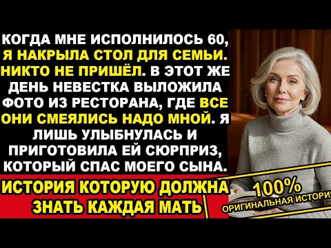 Видео: Когда мне исполнилось 60, я накрыла стол для семьи. Никто не пришёл. В этот же день невестка...