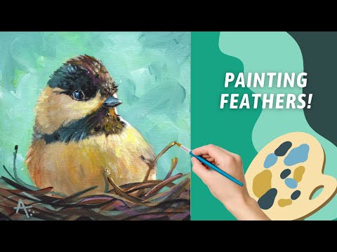 Видео: Безмятежная картина «Птичье гнездо»! Акриловая картина «Синица» для начинающих! Рисование в ХОЛОД...