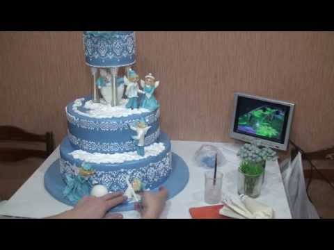 Видео: Зимний свадебный торт, part 3(wedding cake)