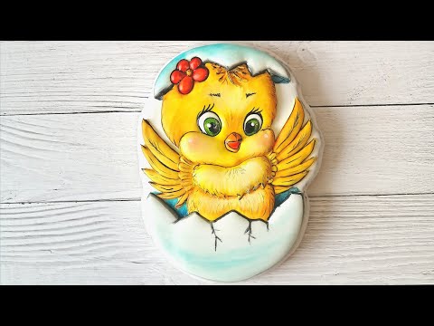 Видео: Пряник цыпленок. Заливка и прорисовка.