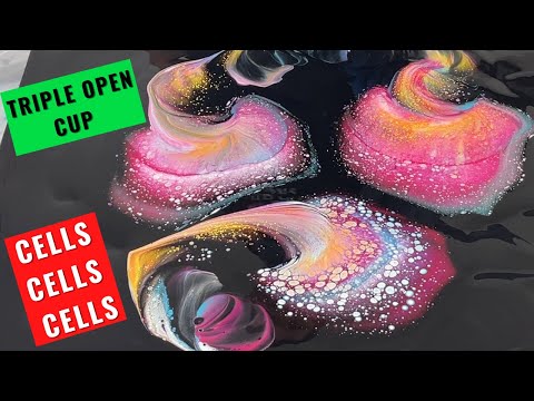 Видео: Тройная открытая чаша [БОЛЬШОЙ ХОЛСТ] Акриловая заливка~Абстракция~93