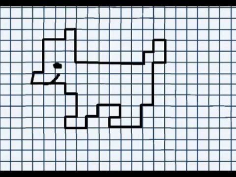 Видео: Щенок (графический диктант по клеточкам), рисуем по клеточкам собачку