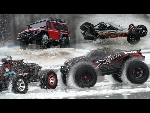 Видео: Москва. Катаем радиоуправляемые машины TRAXXAS TRX4 XMAXX SUMMIT. HPI BAJA ДВС. RC CAR лед и вода.