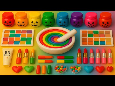 Видео: ASMR DIY слайм видео 🎃 Радужный хэллоуинский слайм с косметикой, тенями, уходом и блёстками