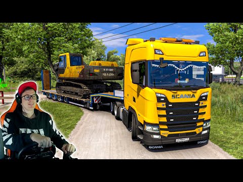 Видео: ВЕЗУ ЭКСКАВАТОР РАБОЧИМ НА СТРОЙКУ! РУССКАЯ КАРТА В EURO TRUCK SIMULATOR 2