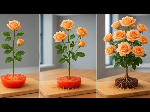 Видео: Всего 1 ломтик помидора! Ветка розы укореняется, даёт бутоны и цветёт в 5 раз чаще!