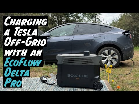 Видео: Можно ли зарядить Tesla вне сети с помощью солнечной батареи? Мы попробовали это с EcoFlow Delta ...