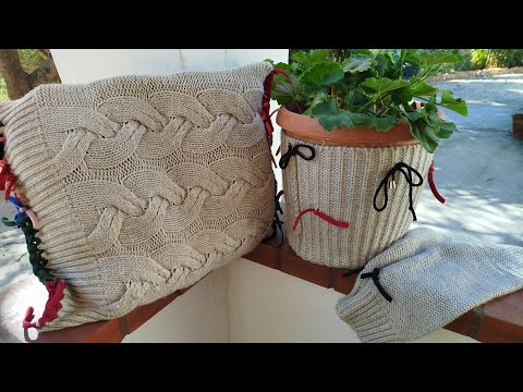 Видео: Делаем три нужные вещи из одного старого свитера. Facciamo tre cose belle da un maglione vecchio.