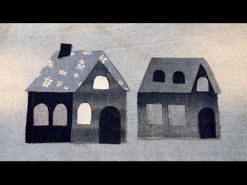 Видео: Джинсовые домики. Аппликация из ткани🏠✂️🏡 Recycling jeans, jeans houses, patchwork