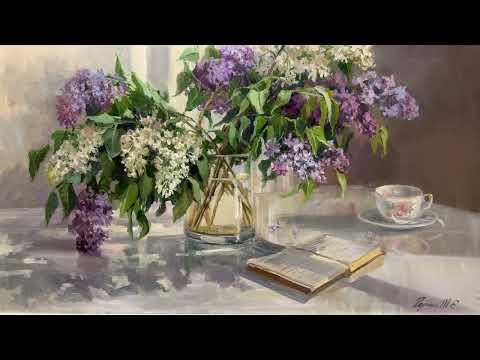 Видео: Картина художника Татьяны Южной (Черных) "Вкушая аромат сирени".