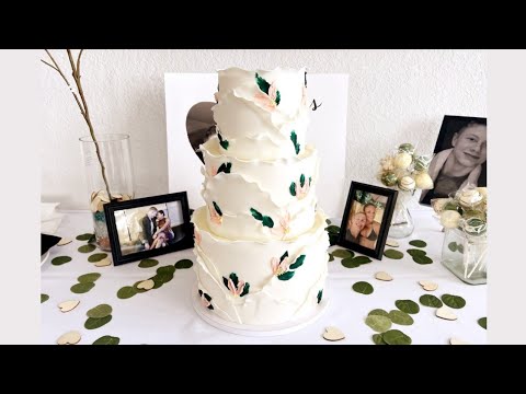 Видео: НОВЫЙ ОБЗОР популярного торта «Лепестки» с масляным кремом! | Свадебный торт с гофрированной пома...