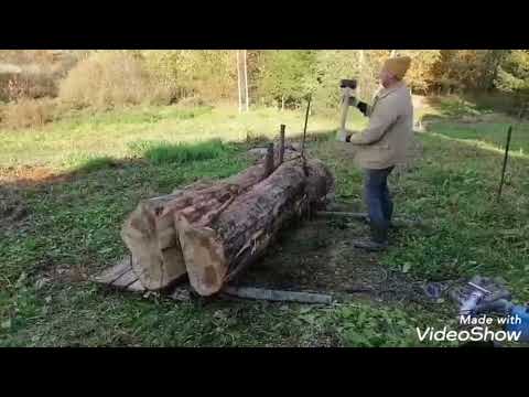 Видео: Скамейка из бревна