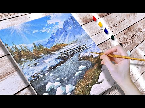 Видео: Как нарисовать зимний пейзаж / Картина акрилом / Исцеляющая картина