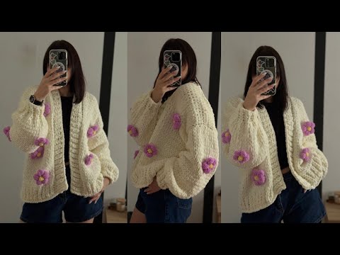 Видео: Кардиган  із алізе пуфі / alize puffy fine