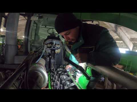 Видео: JohnDeere9510R- замена топливных форсунок, регулировка клапанов!