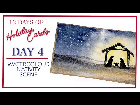 Видео: Акварельный вертеп - День 4 из 12 праздничных открыток