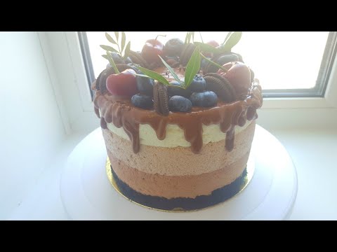 Видео: Торт ТРИ ШОКОЛАДА🌸мусс без сырых яиц🌸 Triple chocolate cake 🌸