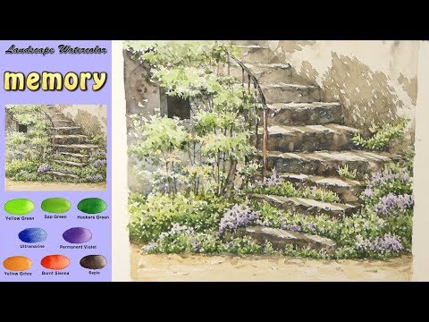 Видео: Пейзажная акварель - Воспоминания (wet-in-wet. Fabriano rough)NAMIL ART