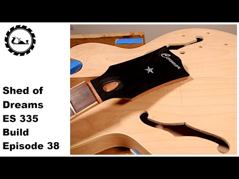 Видео: Сборка Shed of Dreams ES 335, эпизод 38: установка шпона на головку грифа.
