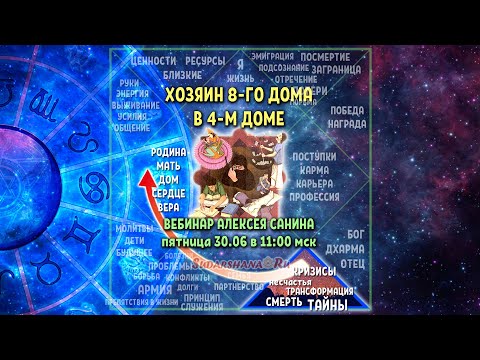 Видео: Хозяин 8-го дома в 4-м доме - вебинар Алексея Санина 30.06.2023