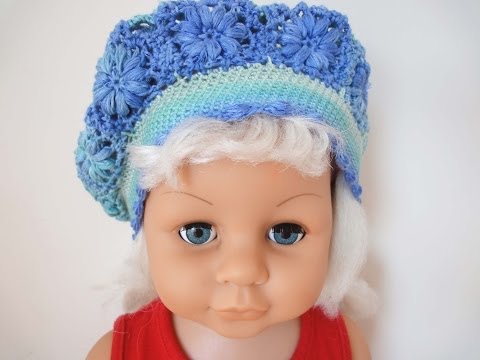 Видео: Берет из мотивов Часть 3 Beret of floral motifs Crochet Part 3